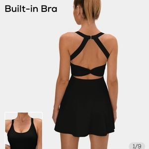 Backless Cut Out Twisted Side Pocket 2-in-1 Barre Ballet Dance Dress